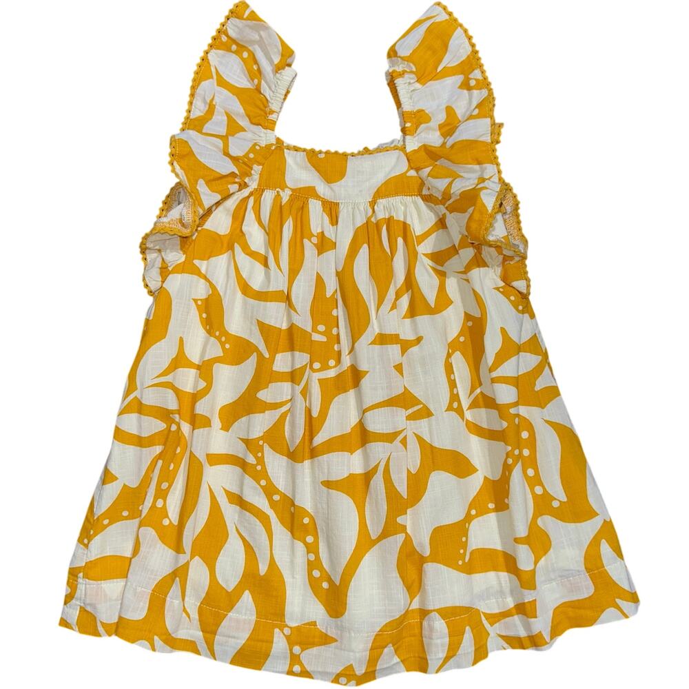 Baby Gap Tropical Flutter Sleeve Rugby Gold Baby Girls Dress Size 18-24M